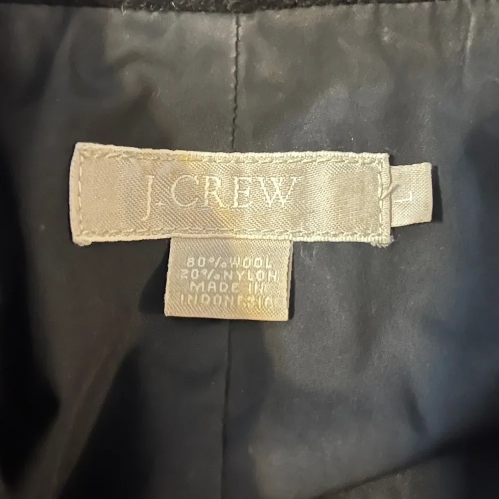 J Crew Wool Blend Double Breasted Black Peacoat Classic Preppy Womens Large - Picture 3 of 6